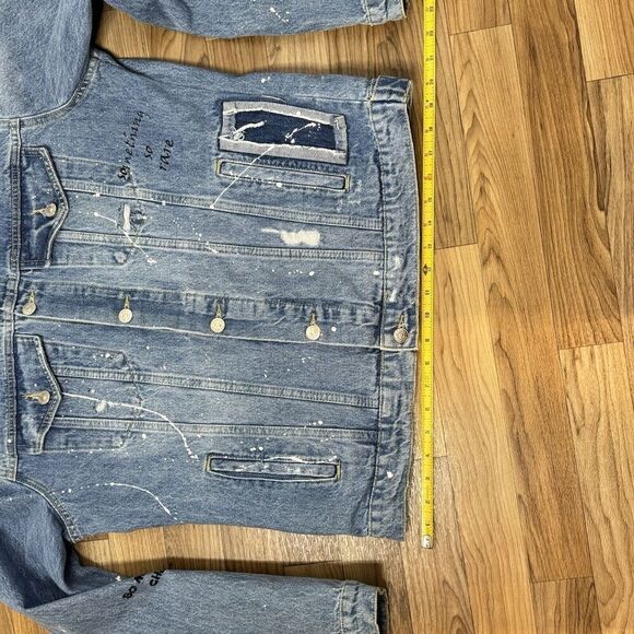 Zara Men’s Sz M Jean Denim Jacket Critical Thinker So Many Choices Just Light - Picture 12 of 16